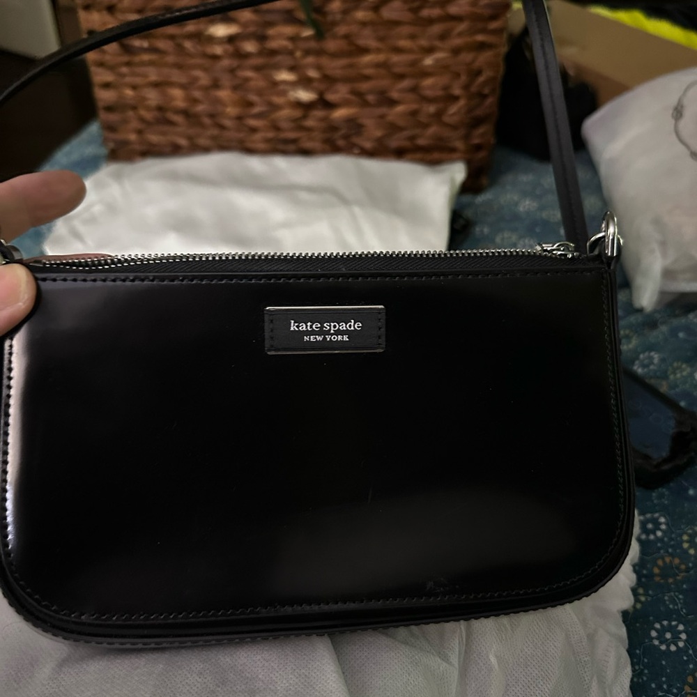 Kate Spade Glossy Black Crossbody Bag-used